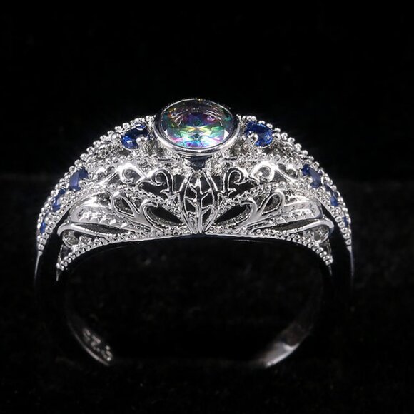 Other - Colorful Gem Royal Blue Zircon Anillos Vintage Luxury Rings for Women, PD117